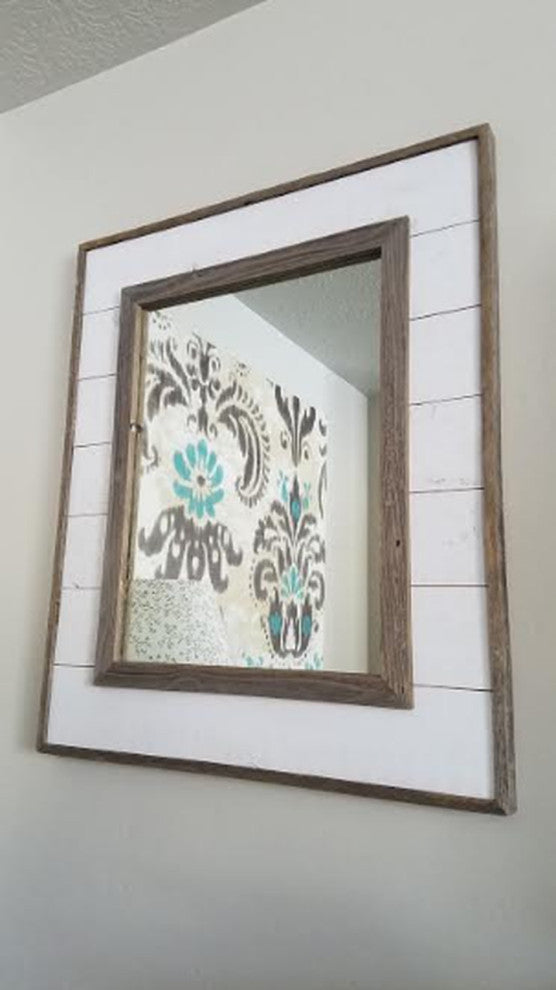 Shiplap Mirror With Reclaimed Wood, 22"x26"