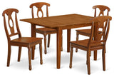 5 Pc Small Kitchen Table Set -Kitchen Table And 4 Kitchen Chairs, Saddle Brown