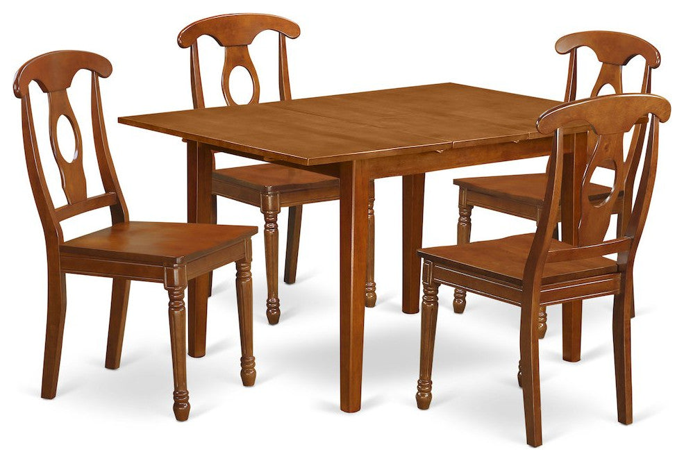 5 Pc Small Kitchen Table Set -Kitchen Table And 4 Kitchen Chairs, Saddle Brown