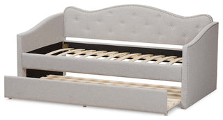 Helena Fabric Daybed With Trundle, Grayish Beige