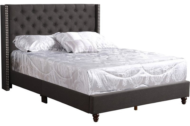 Brice Upholstered Twill Bed, Ash Black, King