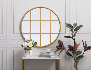 Macey Metal Windowpane Mirror, 28"x28", Brass