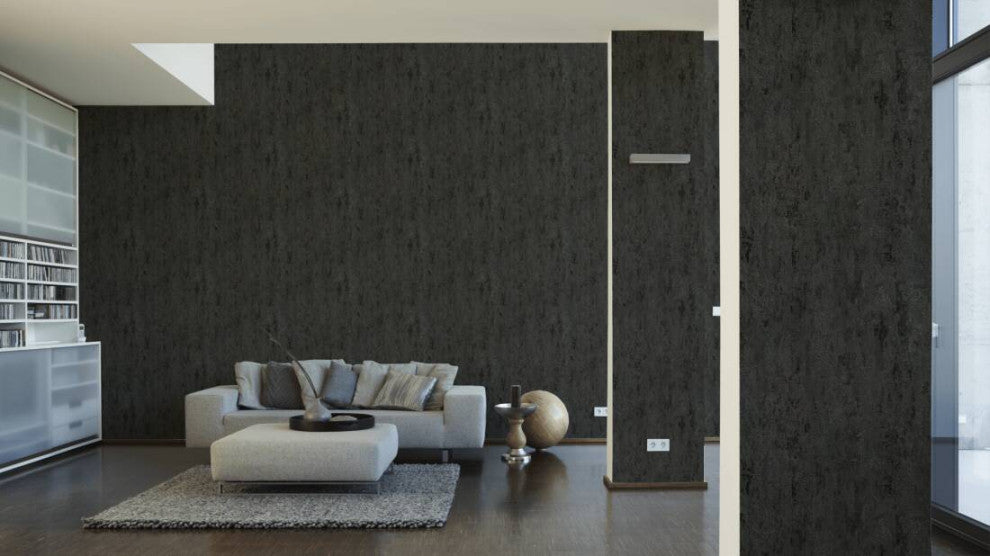 Textured Wallpaper Concrete Structures, 326515, Black Gray Metallic, Sample