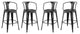 Bar Stool Chair Barstool, Set of 4, Metal, Black, Bar Pub Cafe Bistro Restaurant