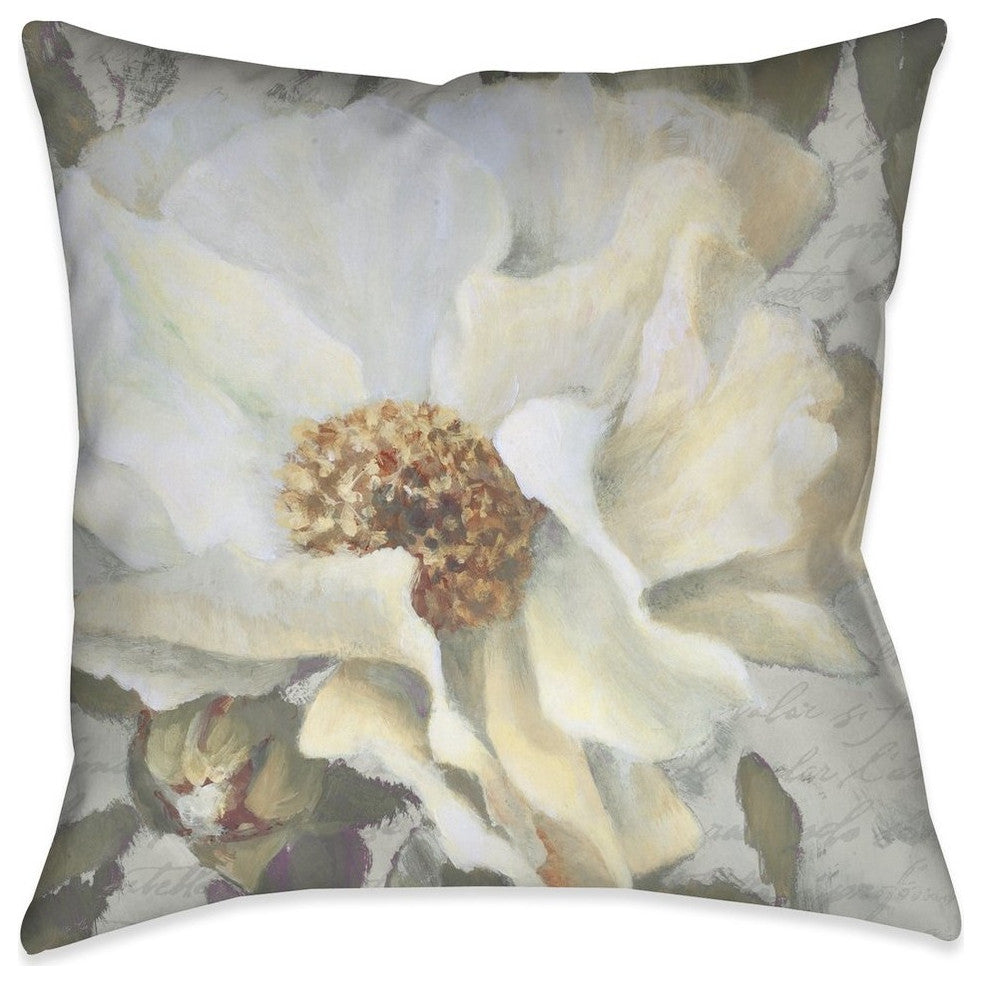 Laural Home Neutral Peony II 18" X 18" Indoor Decorative Pillow