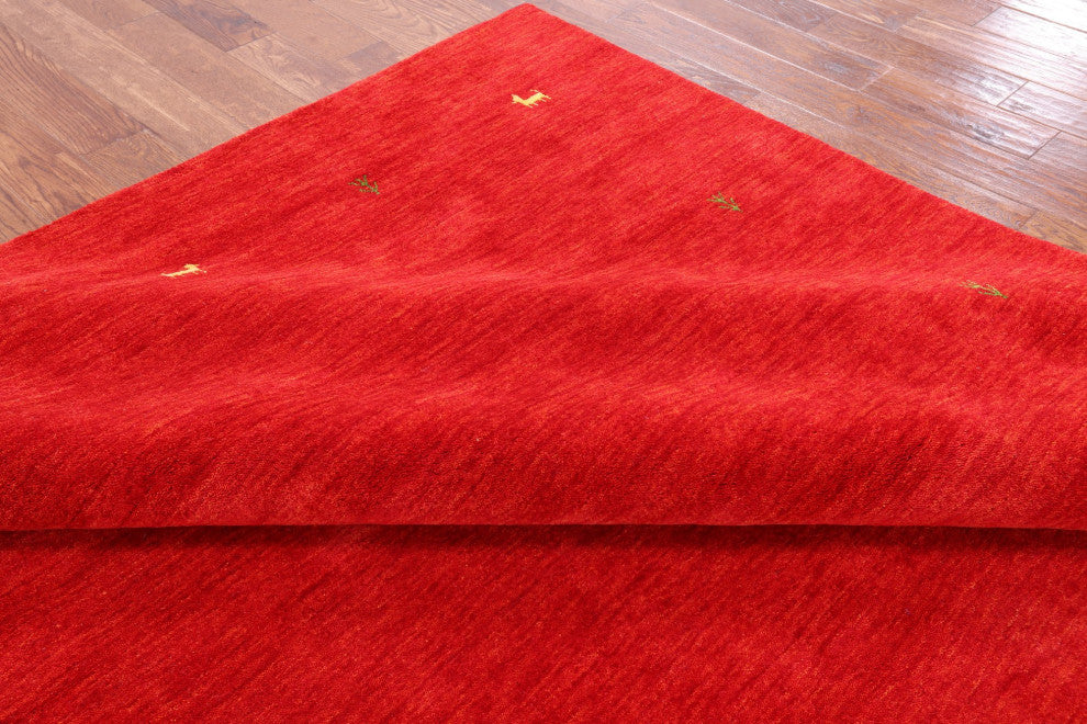 9' Square Hand-Knotted Persian Gabbeh Wool Rug Q4307