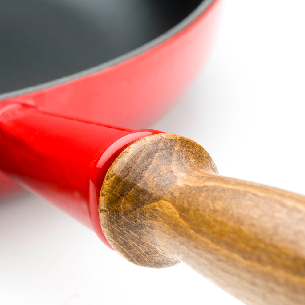 Le Creuset Cast Iron Frying Pan With Wooden Handle, Cerise