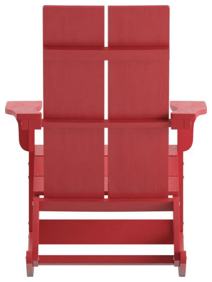 Finn Set of 2 Outdoor Rocking Adirondack Chair-Rust Resistant Hardware, Red