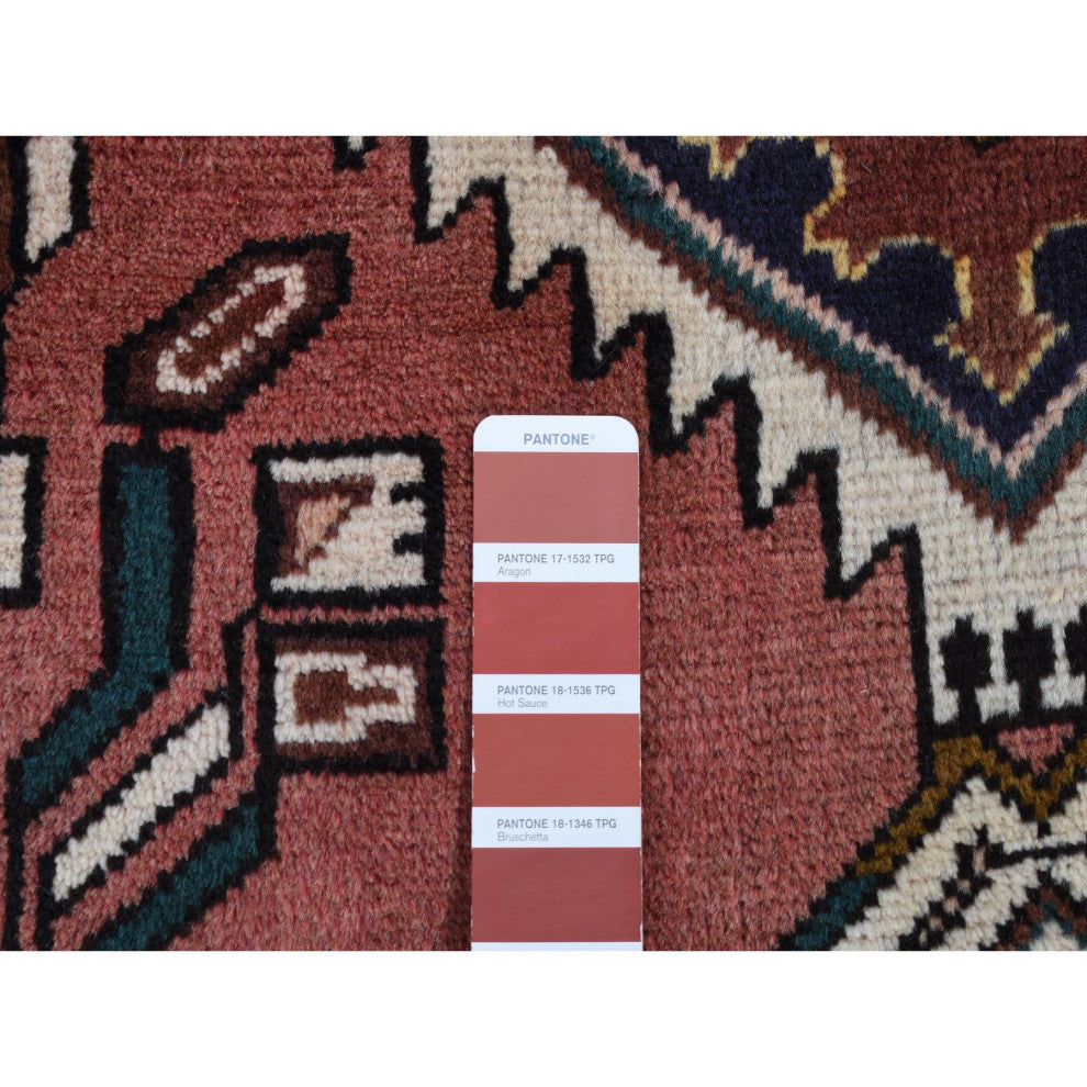 Red Vintage Persian Malayer Pure Wool Hand Knotted Wide Runner Rug 3'9" x 9'9"