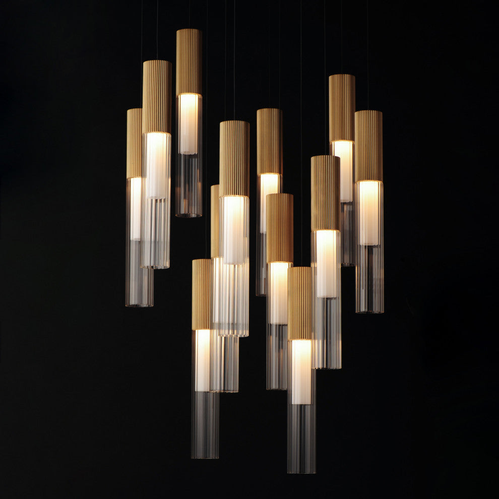 ET2 E11019 Reeds 12 Light 23"W LED Suspension Multi Light Pendant - Gold