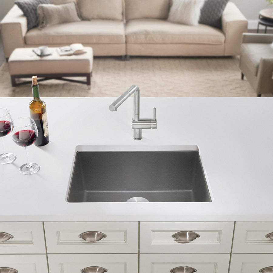 Blanco Precis Silgranit 24" Single Bowl Kitchen Sink, Cinder