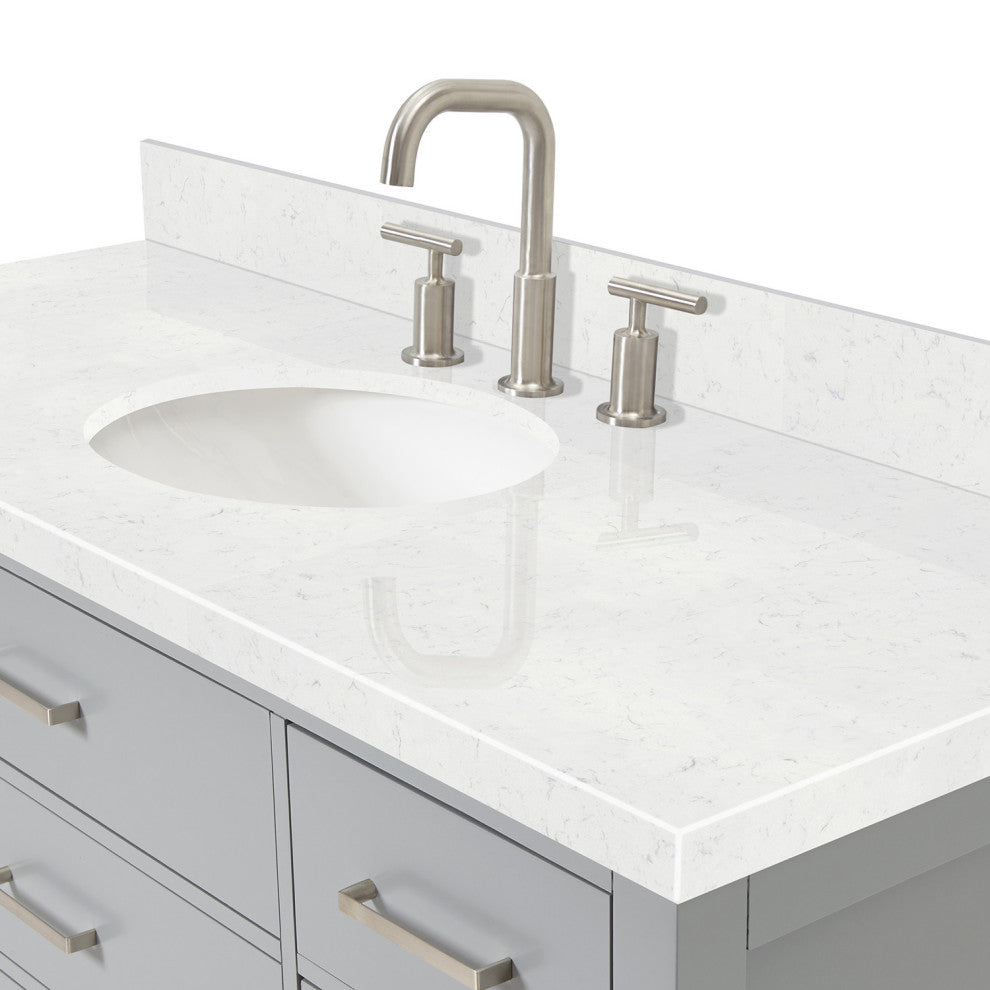 Ariel Bristol 54" Single Oval Sink Bathroom Vanity, Carrara Quartz