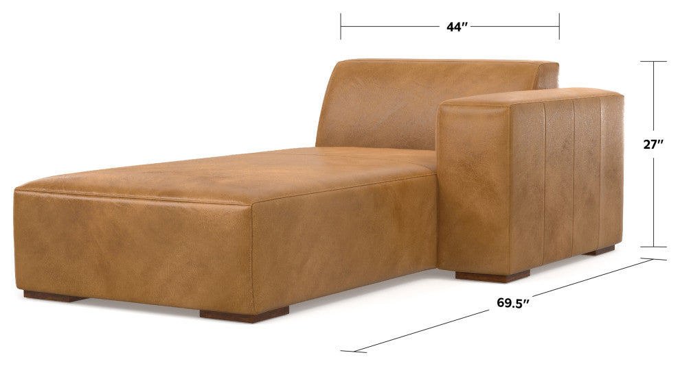 Rex Right Chaise Sofa Module in Genuine Leather