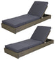 GDF Studio Acacia Wood Chaise Lounge & Foldable Cushion Set, Sandblast Gray/Dark Gray, Set of 2