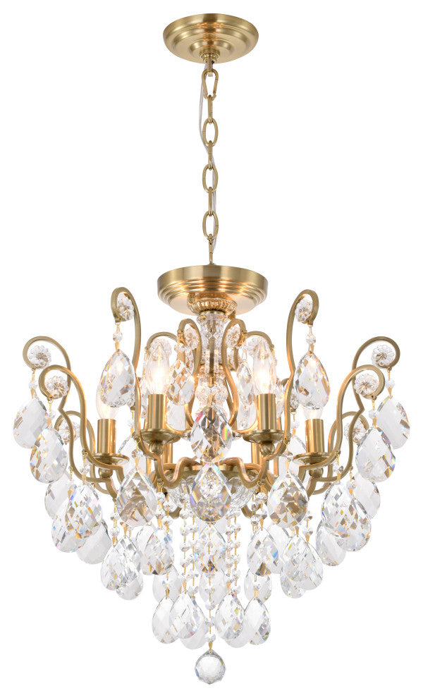 Bethel International BET61 6 Light Chandelier, Antique Brass