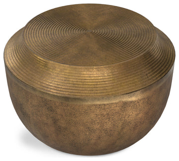 Timmons Cast Aluminum Coffee Table in Antique Brass