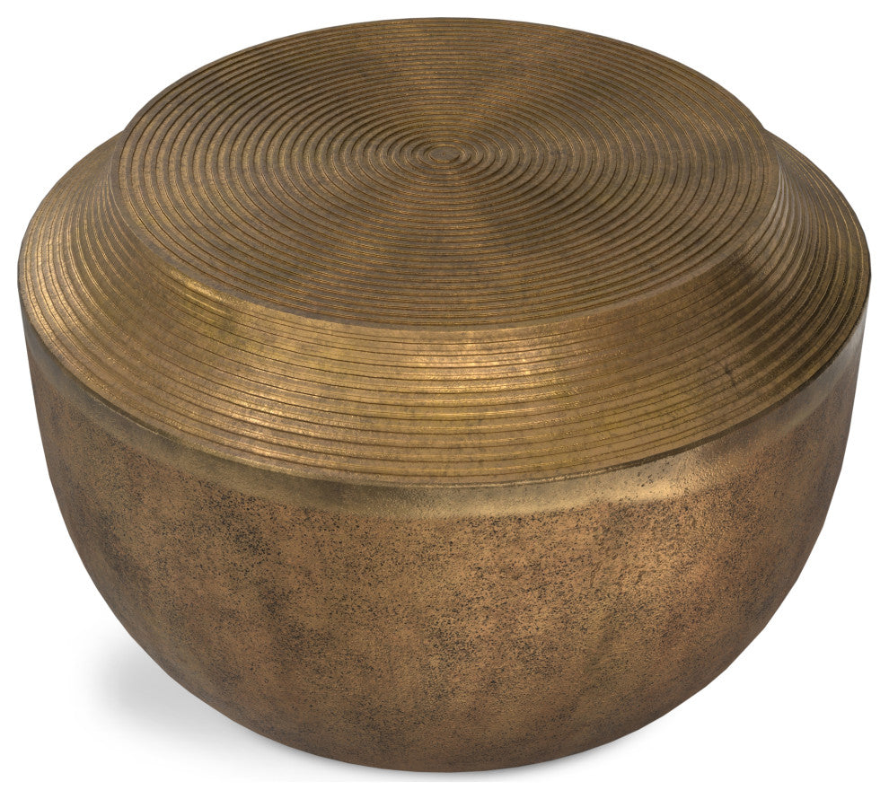 Timmons Cast Aluminum Coffee Table in Antique Brass