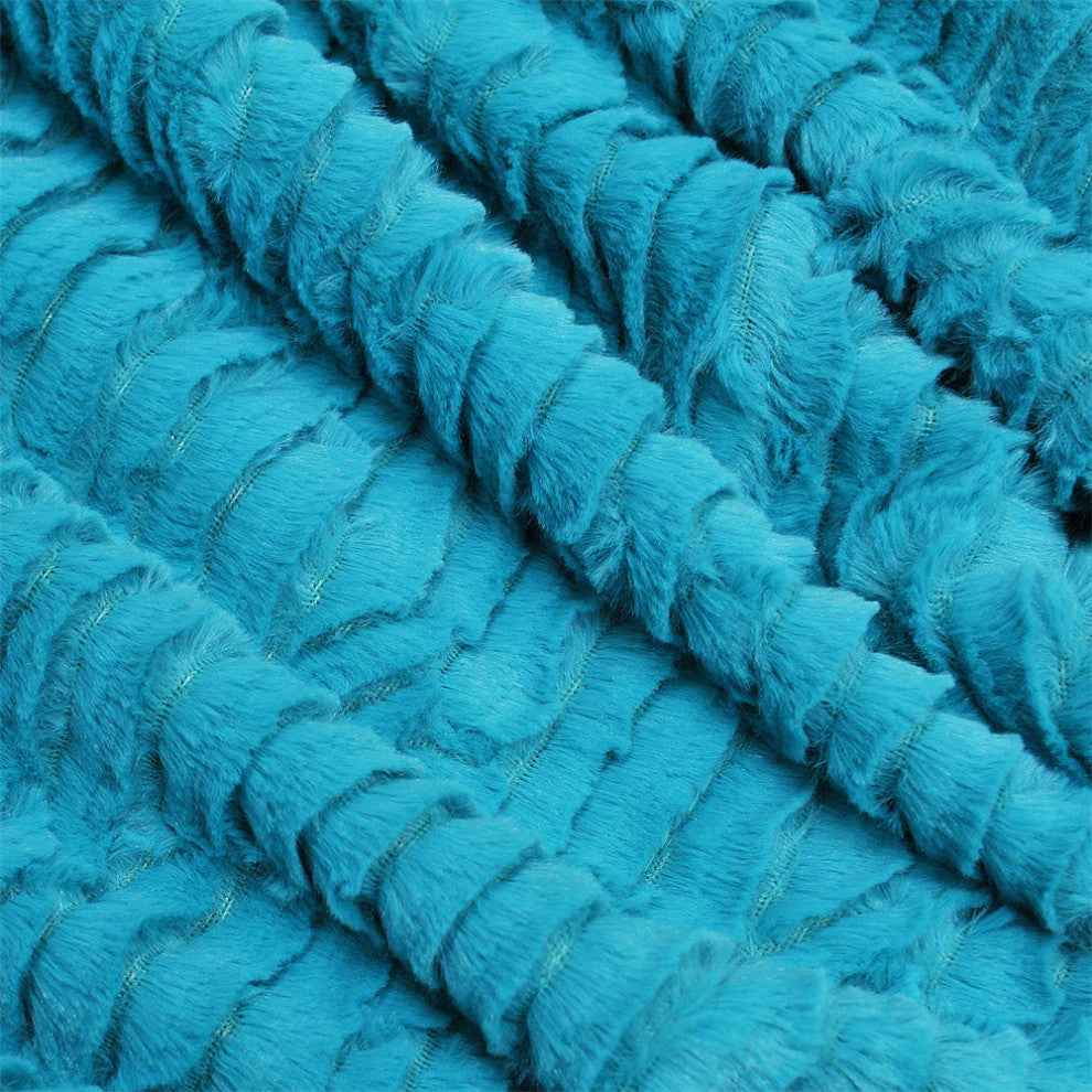 Air Brushed Colleen Oversized Faux Fur Throw Blanket, Baltic Blue, 60x70