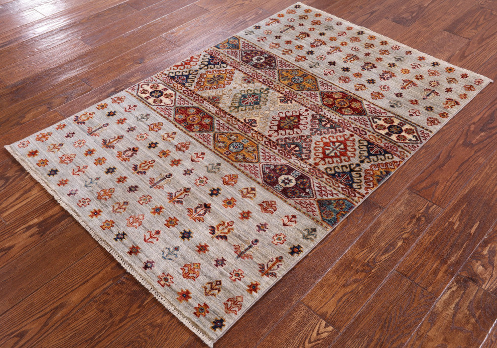 Super Kazak Khorjin Hand Knotted Rug 3' 2" X 4' 11" Q5454