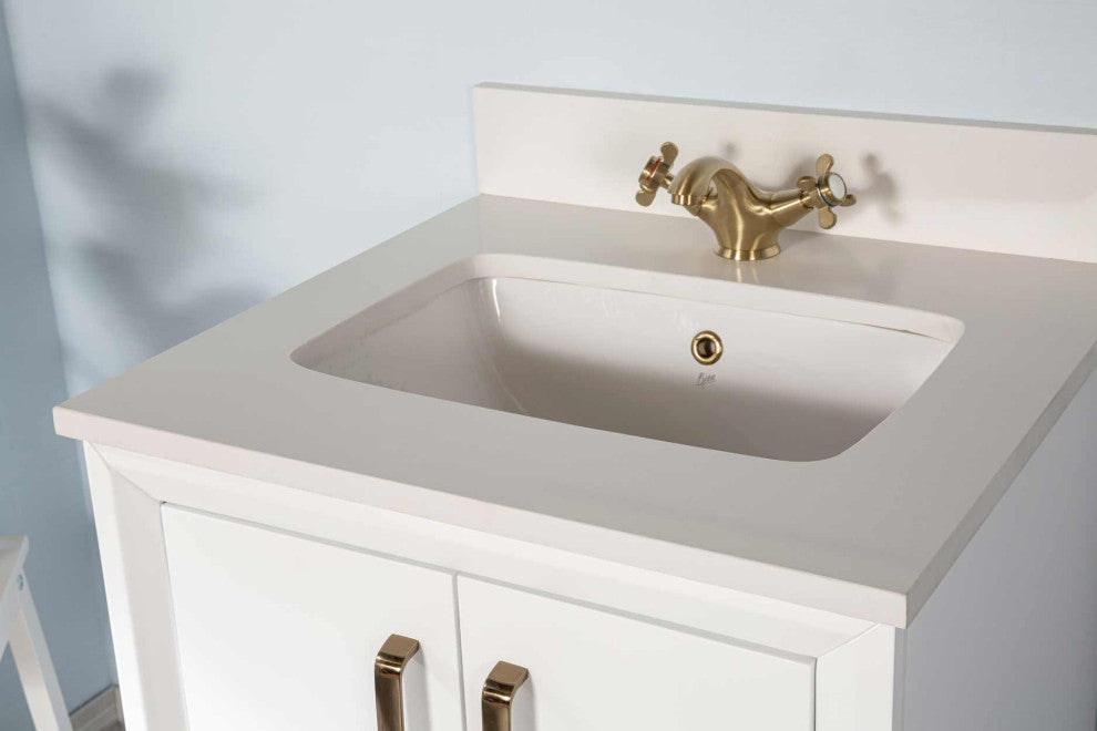 Fabia Collection 24" Bathroom Vanity With Sink, Mirror, Countertop, White