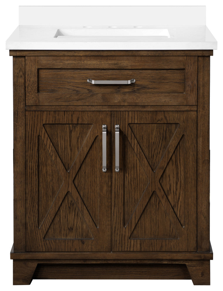 Ove Decors Ollie 30" Single Sink Vanity, Antique Coffee With Ash Hardware