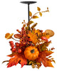12" Fall Maple Leaves, Berries and Pumpkin Autumn Harvest Candle Holder