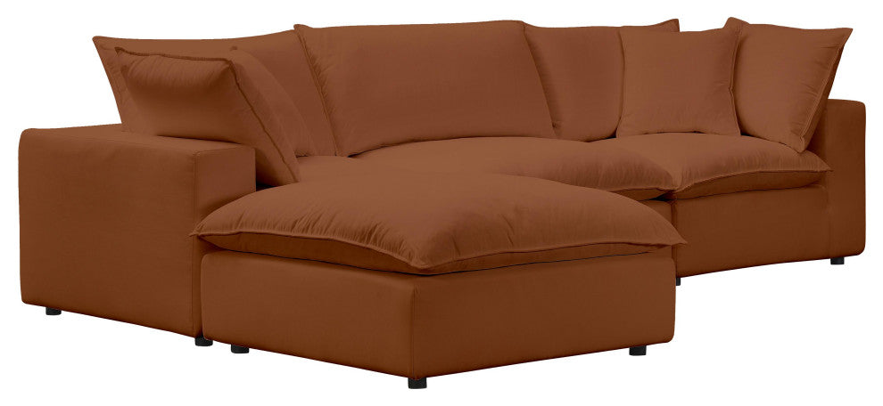 Cali Modular 4 Piece Sectional, Rust