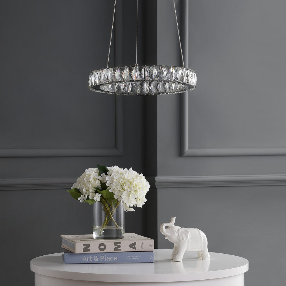 Reese 15.7" Adjustable Integrated LED Chandelier Pendant, Chrome