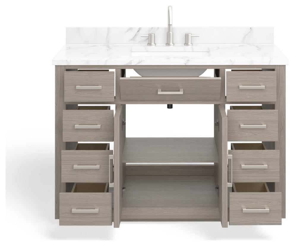 The Wyatt Bathroom Vanity, Antique Gray Oak, 48", Single Sink, Freestanding