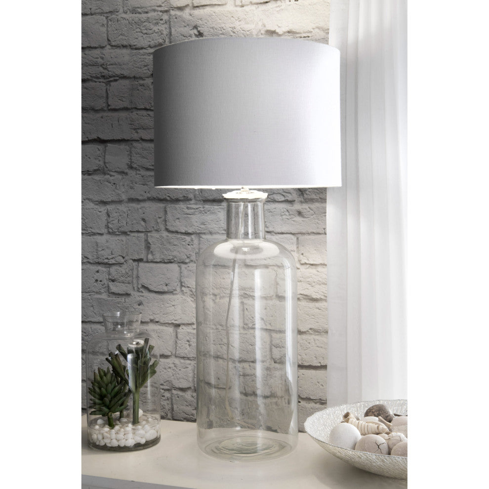 Nuloom Clear Glass Cotton Shade Clear Finish 3-Way Switch Table Lamp, 14"