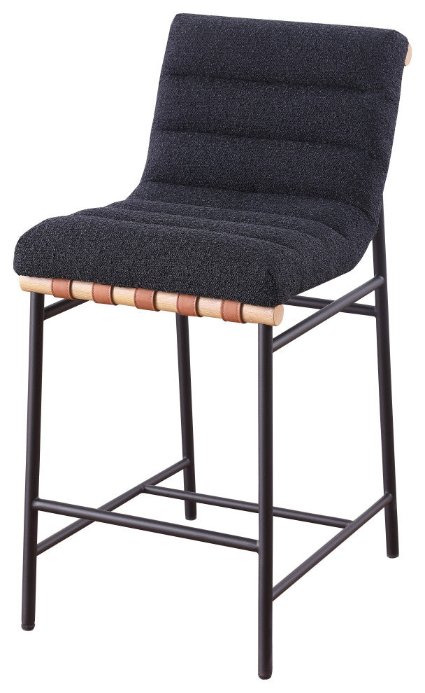 Lahni Boucle Fabric Counter Height Chair, Black