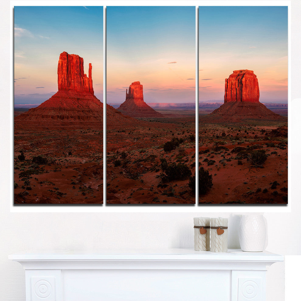 "Sunset in Monument Valley" Metal Wall Art, 3 Panels, 36"x28"