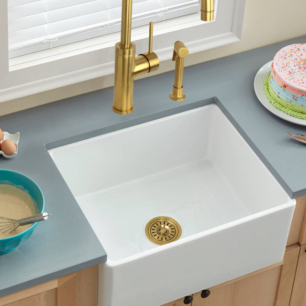 Copper Kitchen Sink Garbage Disposal Flange Stopper, Brushed Gold