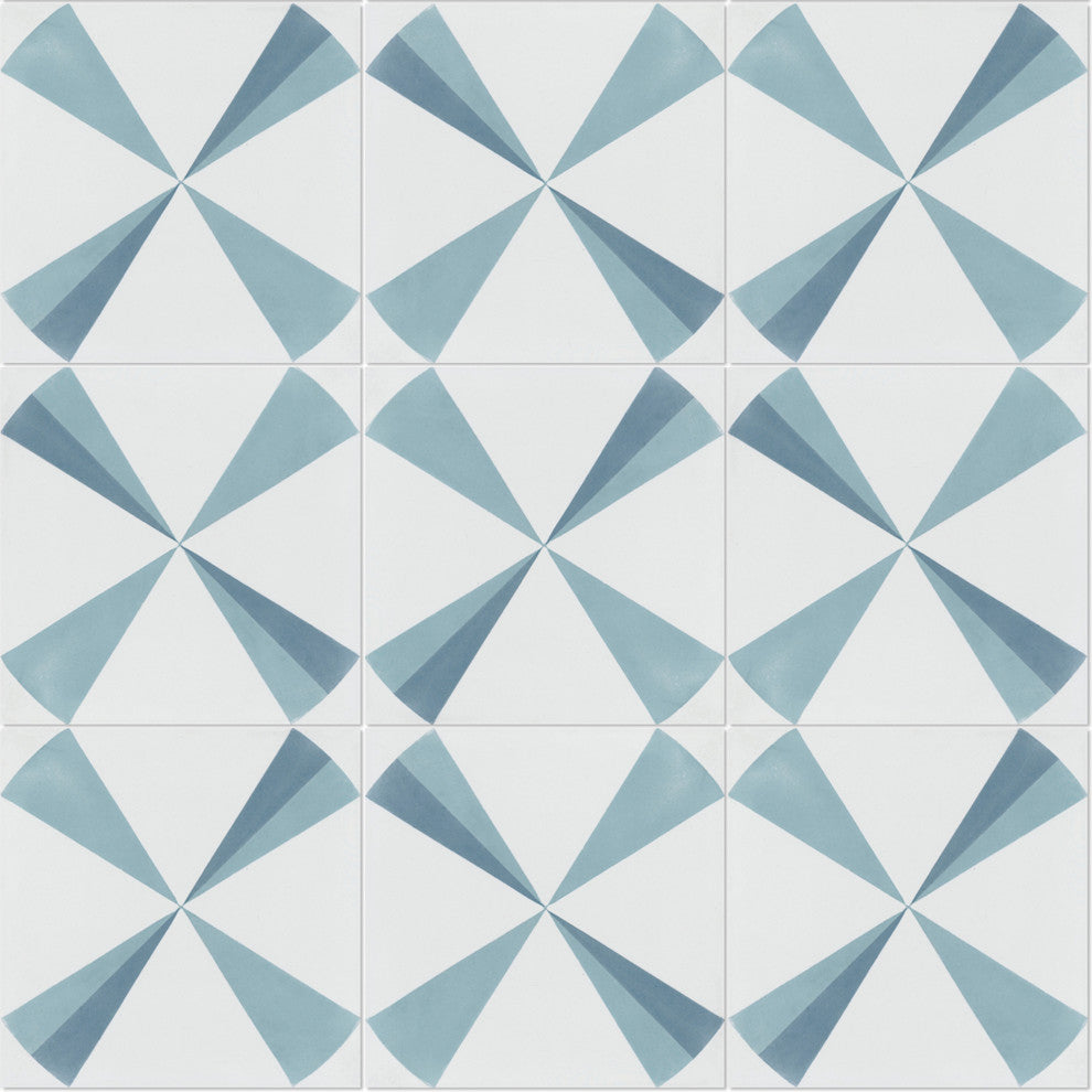 8"x8" Polaris Azul Handcrafted Cement Tiles, Set of 16
