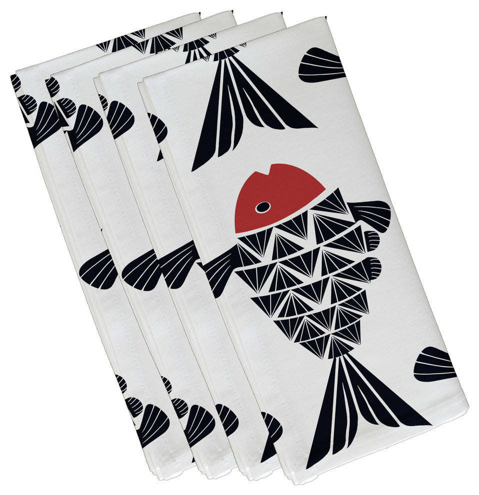 Big Fish, Animal Print Napkin, Navy Blue, Set of 4