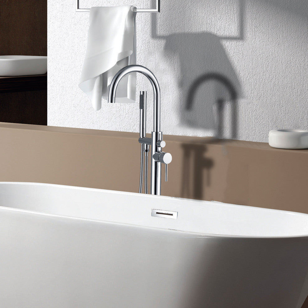 Givingtree Contemporary Floor Mount Tub Filler Trim, Chrome