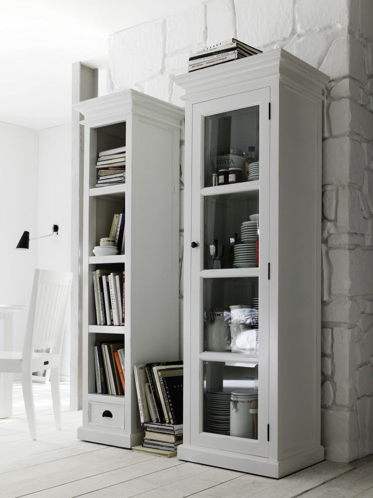 Classic White and Glass Door Storage Cabinet