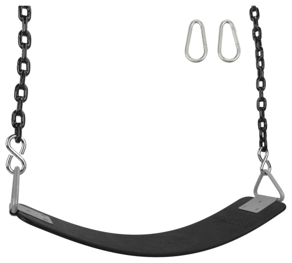 Commercial Polymer Belt Seat with 8.5' Coated Chain, Black