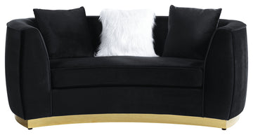 Achelle Loveseat With 3 Pillows, Black Velvet