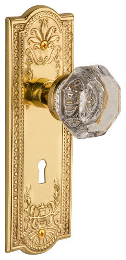 Nostalgic Privacy-Meadows Plate-Waldorf Knob-Unlacquered Brass, NW-717023