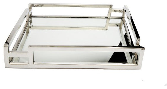 Square Mirror Tray with Layered Loop Design