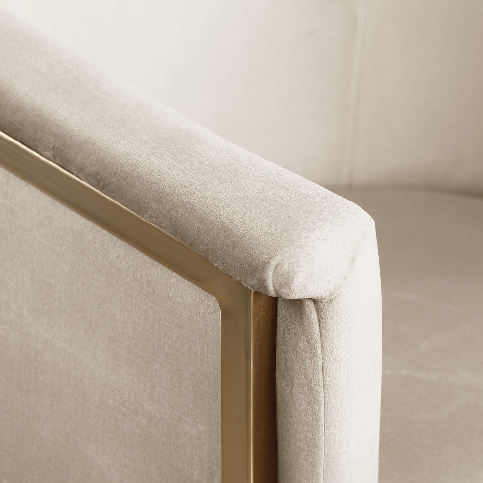 Tierra Velvet Upholstered Dining Chair, Cream