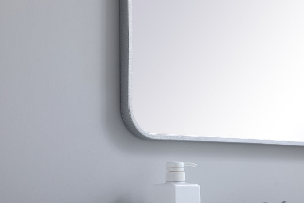 Ellis Soft Corner Metal Rectangular Mirror, Silver, 27" x 36"