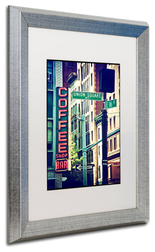 Philippe Hugonnard 'NYC Coffee Bar', Silver Frame, White Mat, 14x11