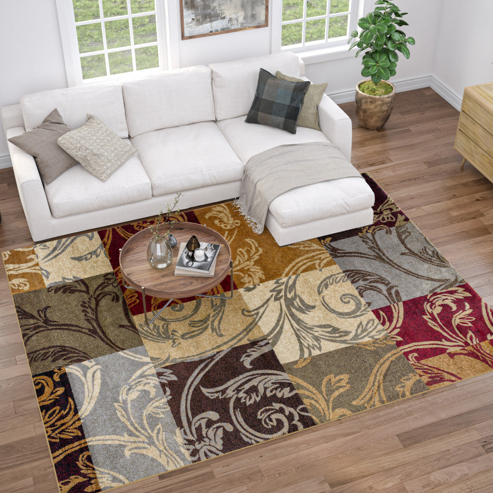 Reagan Transitional Floral Multi-Color Rectangle Area Rug, 5' x 7'