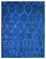 HAND KNOTTED LOOM SILK ECO-FRIENDLY RUGS-5'x8',Rectangle,Blue White,Contemporary