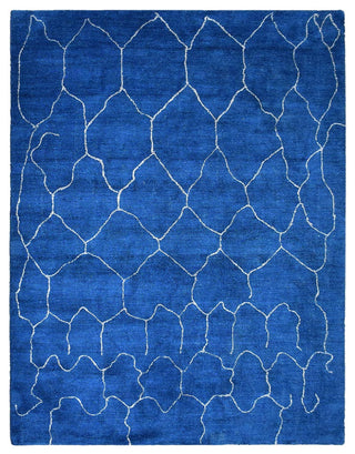 HAND KNOTTED LOOM SILK ECO-FRIENDLY RUGS-5'x8',Rectangle,Blue White,Contemporary