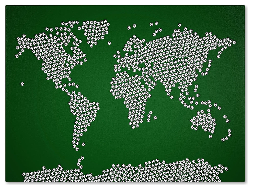 'Soccer Balls World Map' Canvas Art by Michael Tompsett