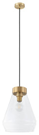 Montey, 1-Light Globe Pendant, Brushed Gold Finish, Clear Glass Shade