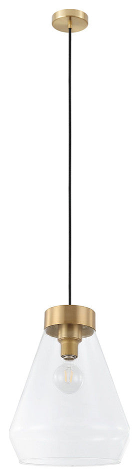 Montey, 1-Light Globe Pendant, Brushed Gold Finish, Clear Glass Shade